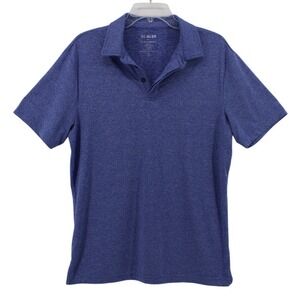 01.ALGO Polo Shirt Mens Medium Blue Performance Short Sleeve Quick Dry Stretch